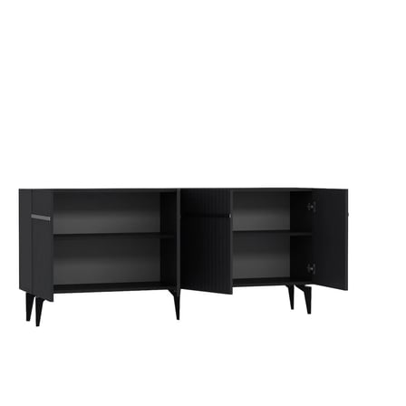 Fontana Lazer Pleksi Desen Konsol Tv Sehpası Çok Amaçlı Dolap 180 Cm Antrasit - Gümüş