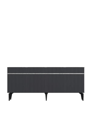 Fontana Lazer Pleksi Desen Konsol Tv Sehpası Çok Amaçlı Dolap 180 Cm Antrasit - Gümüş