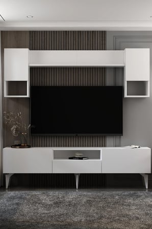 Calista Lazer Desenli Tv Ünitesi Takımı 180 Cm Beyaz