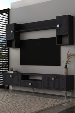 Bellagio Lazer Desenli Tv Ünitesi Takımı 180 Cm Antrasit - Gümüş