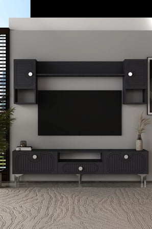 Bellagio Lazer Desenli Tv Ünitesi Takımı 180 Cm Antrasit - Gümüş