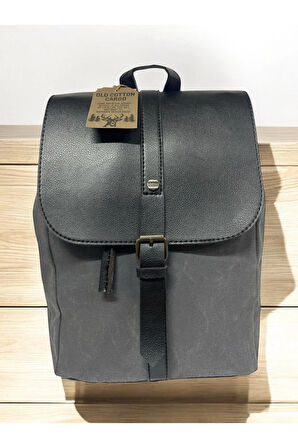 Vintage Kanvas Tek Bölmeli Büzgülü Kapaklı Disayn Gezi Kamp Okul Günlük Sırt Çantası 24x35cm