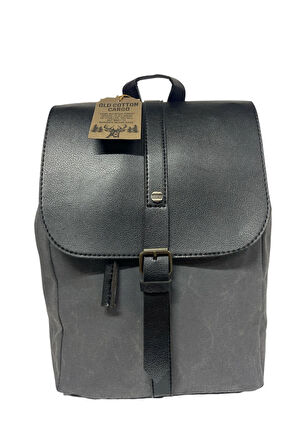 Vintage Kanvas Tek Bölmeli Büzgülü Kapaklı Disayn Gezi Kamp Okul Günlük Sırt Çantası 24x35cm