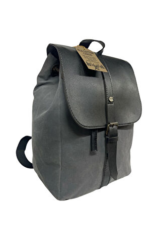 Vintage Kanvas Tek Bölmeli Büzgülü Kapaklı Disayn Gezi Kamp Okul Günlük Sırt Çantası 24x35cm