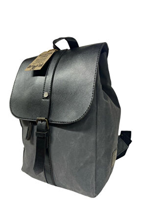 Vintage Kanvas Tek Bölmeli Büzgülü Kapaklı Disayn Gezi Kamp Okul Günlük Sırt Çantası 24x35cm