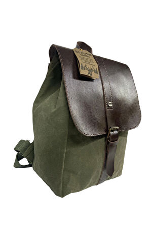 Vintage Kanvas Tek Bölmeli Büzgülü Kapaklı Disayn Gezi Kamp Okul Günlük Sırt Çantası 24x35cm