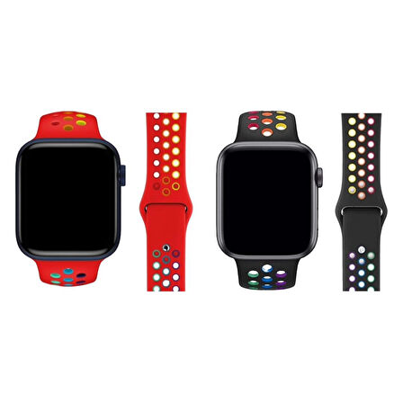 Apple Watch 42/44/45/49mm Delikli Kordon 2'li Set