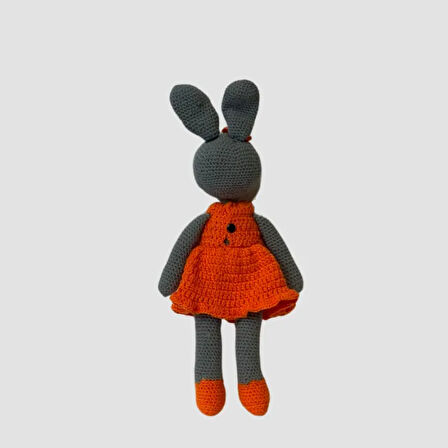 Uretti - Birsen 2552 El Yapımı Amigurumi Turuncu Elbiseli Tavşan - 35 cm