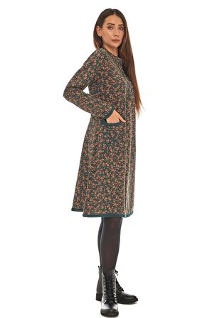 Pazen  Petrol Yıldız Nakışlı Kısa Elbise