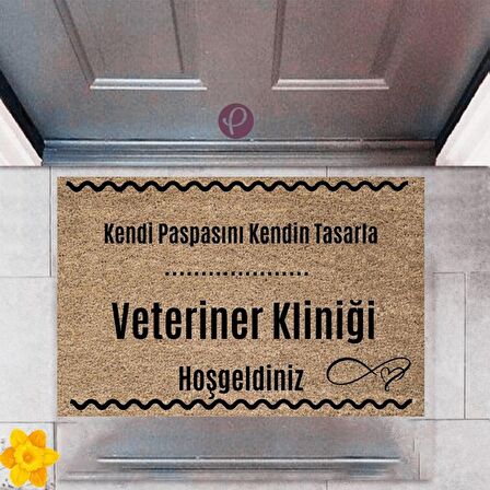 Kapı Önü Paspası Dekoratif Dijital Baskı Veteriner Kliniği P-2540