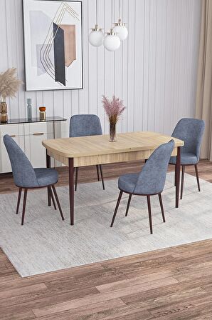 Rovena Leona Meşe 80x132 Açılabilir Mdf Mutfak Masası Takımı 4 Adet Sandalye