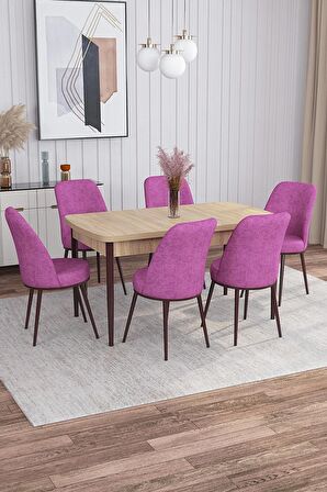 Rovena Leona Meşe 80x132 Açılabilir Mdf Mutfak Masası Takımı 6 Adet Sandalye