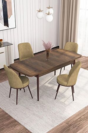 Rovena Leona Barok 80x132 Açılabilir Mdf Mutfak Masası Takımı 4 Adet Sandalye