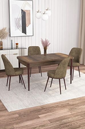 Rovena Leona Barok 80x132 Açılabilir Mdf Mutfak Masası Takımı 4 Adet Sandalye