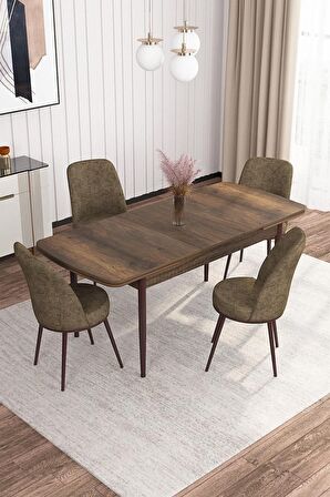 Rovena Leona Barok 80x132 Açılabilir Mdf Mutfak Masası Takımı 4 Adet Sandalye