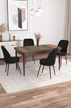 Rovena Leona Barok 80x132 Açılabilir Mdf Mutfak Masası Takımı 4 Adet Sandalye