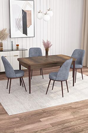 Rovena Leona Barok 80x132 Açılabilir Mdf Mutfak Masası Takımı 4 Adet Sandalye