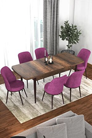 Rovena Leona Barok 80x132 Açılabilir Mdf Mutfak Masası Takımı 6 Adet Sandalye