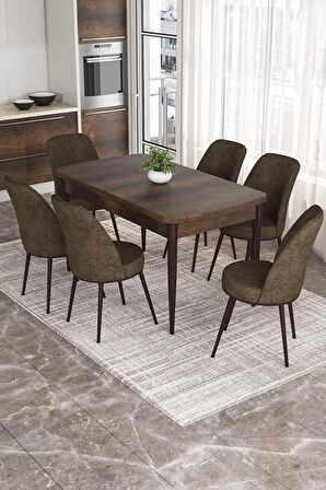 Rovena Leona Barok 80x132 Açılabilir Mdf Mutfak Masası Takımı 6 Adet Sandalye