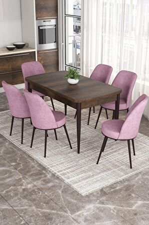 Rovena Leona Barok 80x132 Açılabilir Mdf Mutfak Masası Takımı 6 Adet Sandalye