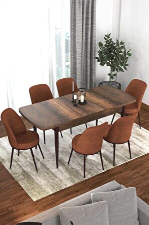 Rovena Leona Barok 80x132 Açılabilir Mdf Mutfak Masası Takımı 6 Adet Sandalye