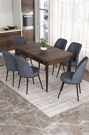 Rovena Leona Barok 80x132 Açılabilir Mdf Mutfak Masası Takımı 6 Adet Sandalye
