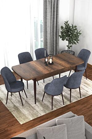 Rovena Leona Barok 80x132 Açılabilir Mdf Mutfak Masası Takımı 6 Adet Sandalye