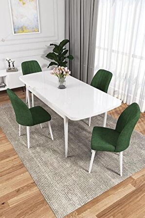 Rovena Zeta Beyaz 80x132 Açılabilir Mdf Mutfak Masası Takımı 4 Adet Sandalye