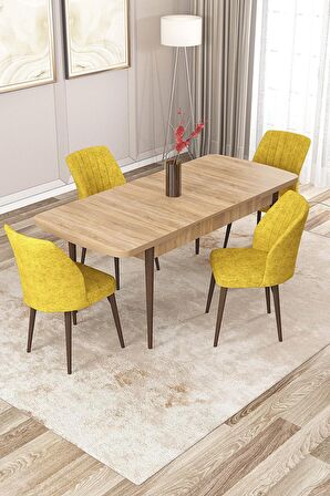 Rovena Zeta Meşe 80x132 Açılabilir Mdf Mutfak Masası Takımı 4 Adet Sandalye