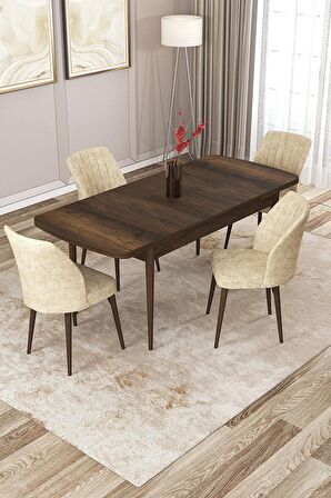 Rovena Zeta Barok 80x132 Açılabilir Mdf Mutfak Masası Takımı 4 Adet Sandalye