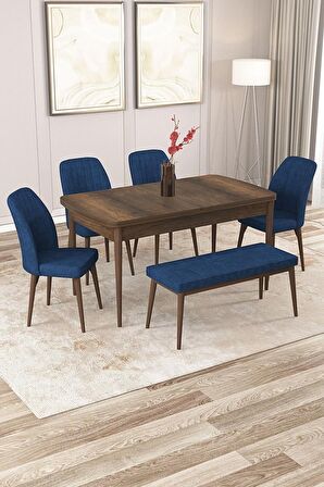 Rovena Zeta Barok 80x132 Açılabilir Mdf Mutfak Masası Takımı 4 Adet Sandalye + 1 Bench