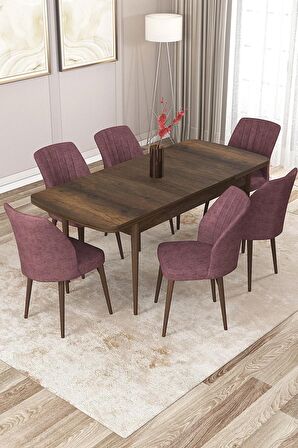 Rovena Zeta Barok 80x132 Açılabilir Mdf Mutfak Masası Takımı 6 Adet Sandalye