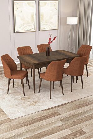 Rovena Zeta Barok 80x132 Açılabilir Mdf Mutfak Masası Takımı 6 Adet Sandalye