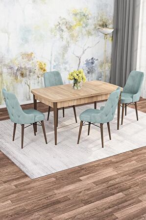 Rovena Mona Meşe 80x132 Açılabilir Mdf Mutfak Masası Takımı 4 Adet Sandalye