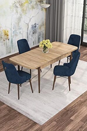 Rovena Mona Meşe 80x132 Açılabilir Mdf Mutfak Masası Takımı 4 Adet Sandalye