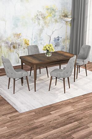 Rovena Mona Barok 80x132 Açılabilir Mdf Mutfak Masası Takımı 4 Adet Sandalye