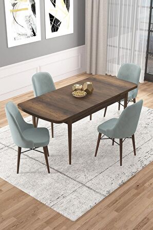 Rovena Vals Barok 80x132 Açılabilir Mdf Mutfak Masası Takımı 4 Adet Sandalye