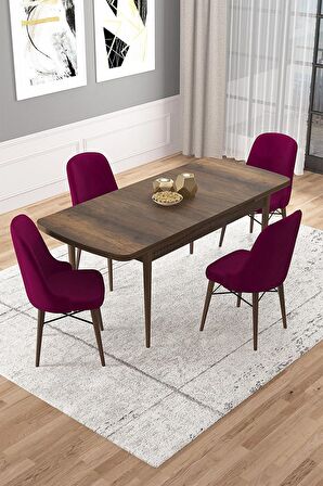 Rovena Vals Barok 80x132 Açılabilir Mdf Mutfak Masası Takımı 4 Adet Sandalye