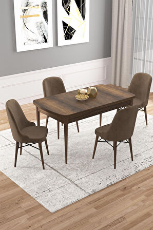 Rovena Vals Barok 80x132 Açılabilir Mdf Mutfak Masası Takımı 4 Adet Sandalye