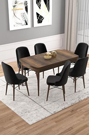 Rovena Vals Barok 80x132 Açılabilir Mdf Mutfak Masası Takımı 6 Adet Sandalye