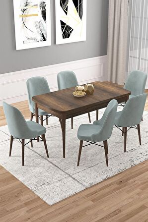 Rovena Vals Barok 80x132 Açılabilir Mdf Mutfak Masası Takımı 6 Adet Sandalye