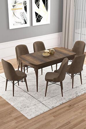 Rovena Vals Barok 80x132 Açılabilir Mdf Mutfak Masası Takımı 6 Adet Sandalye