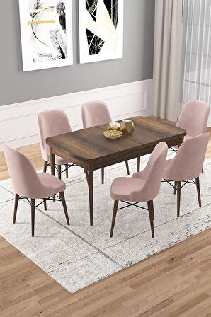 Rovena Vals Barok 80x132 Açılabilir Mdf Mutfak Masası Takımı 6 Adet Sandalye