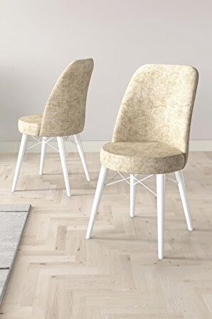 Rovena Kaf Beyaz 80x132 Açılabilir Suntalam Mutfak Masası Takımı 6 Adet Sandalye