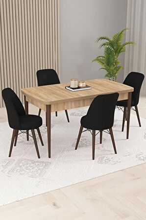 Rovena Kaf Meşe 80x132 Açılabilir Suntalam Mutfak Masası Takımı 4 Adet Sandalye