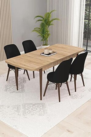 Rovena Kaf Meşe 80x132 Açılabilir Suntalam Mutfak Masası Takımı 4 Adet Sandalye