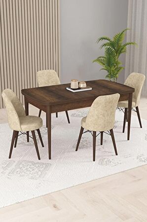 Rovena Kaf Barok 80x132 Açılabilir Suntalam Mutfak Masası Takımı 4 Adet Sandalye