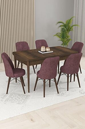 Rovena Kaf Barok 80x132 Açılabilir Suntalam Mutfak Masası Takımı 6 Adet Sandalye