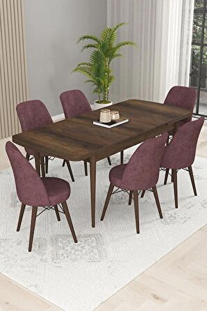 Rovena Kaf Barok 80x132 Açılabilir Suntalam Mutfak Masası Takımı 6 Adet Sandalye
