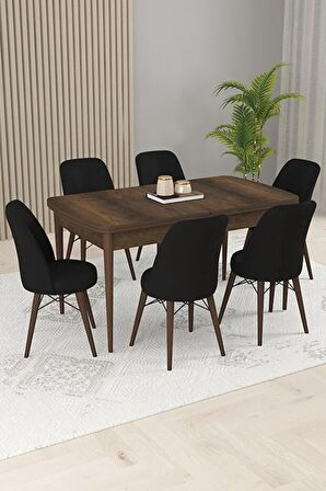 Rovena Kaf Barok 80x132 Açılabilir Suntalam Mutfak Masası Takımı 6 Adet Sandalye
